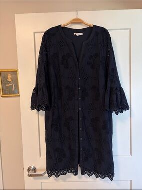 Chico’s Lace Shift Trumpet Sleeve Dress – Classic Navy, Size 4 , large/x-large